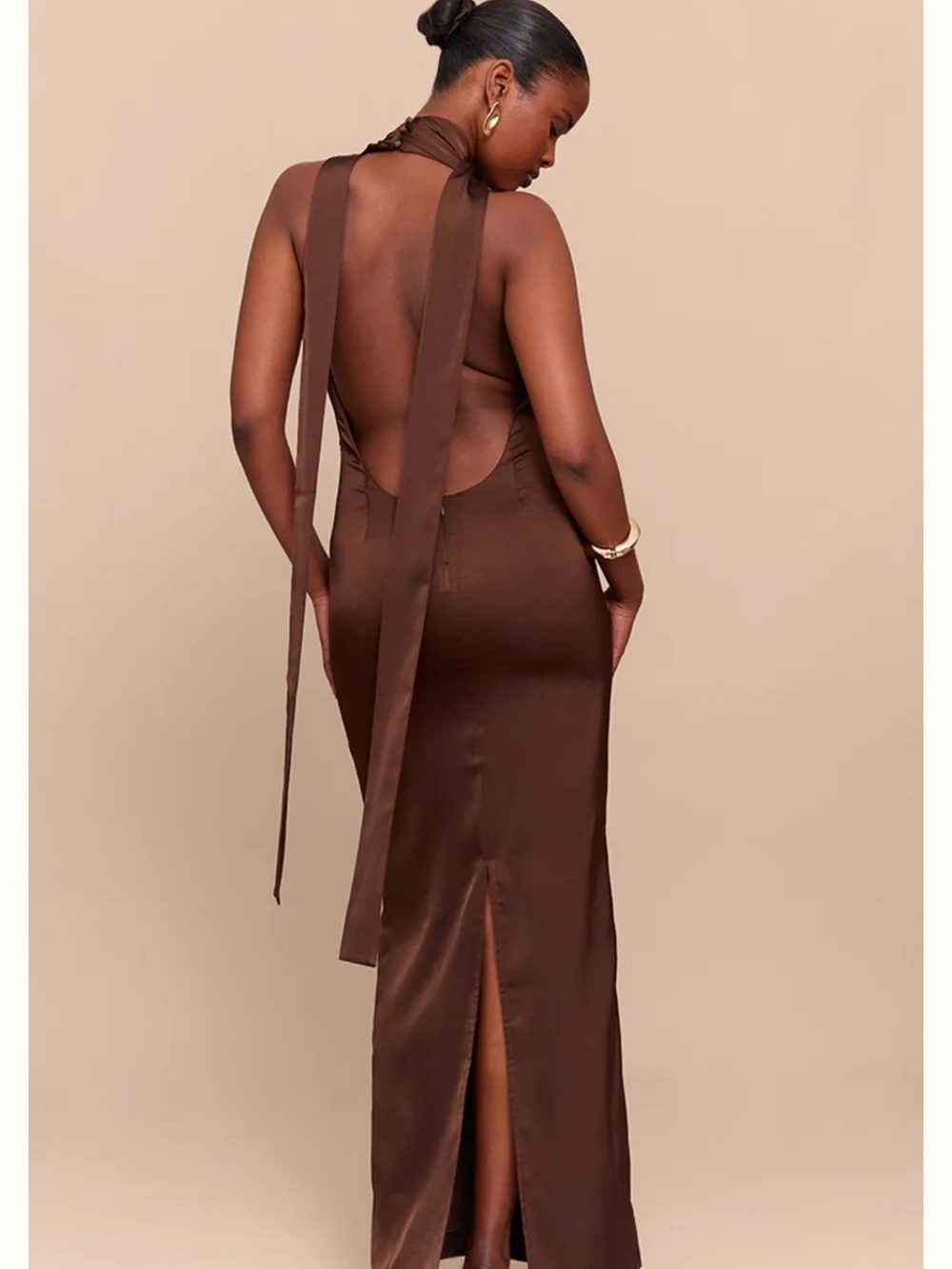 Satin Cowl Neck Drape Maxi Dress - Picture 2 of 3